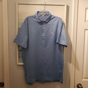 Peter Millar Light Blue Polo Shirt with Pink Logo